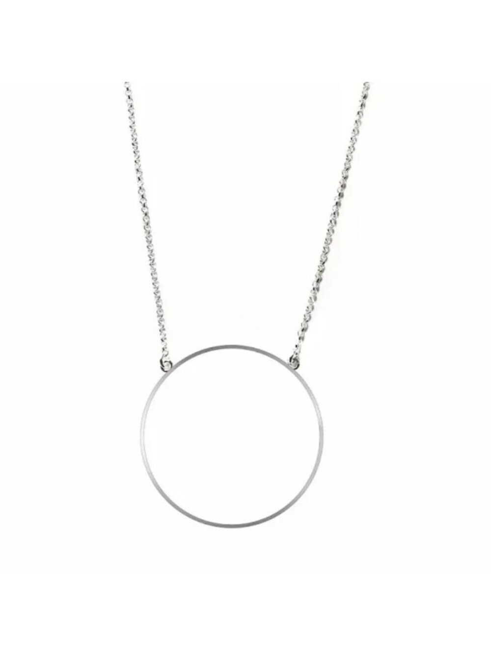 V-3. 3ele Sadoughi Circle Pendant Necklace Silver Plated 23"